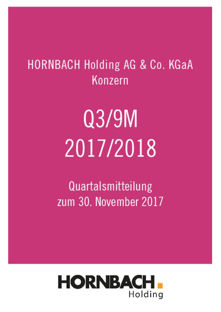 Q3 Mitteilung / Q3 Finanzbericht 2017/2018