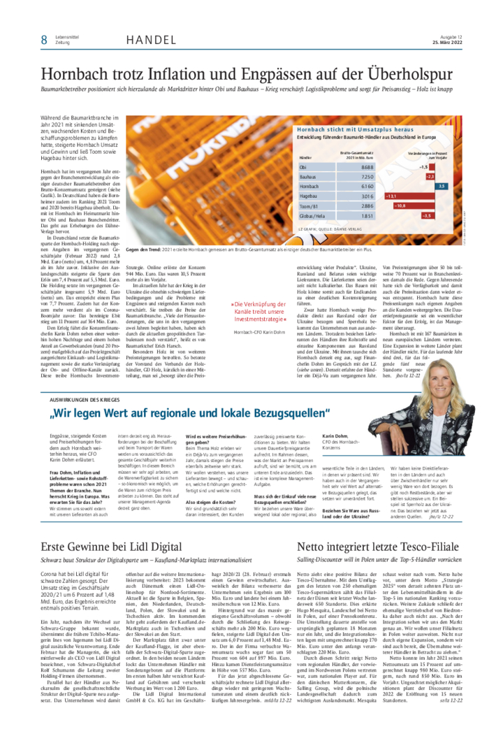 Lebensmittel Zeitung - Interview Karin Dohm