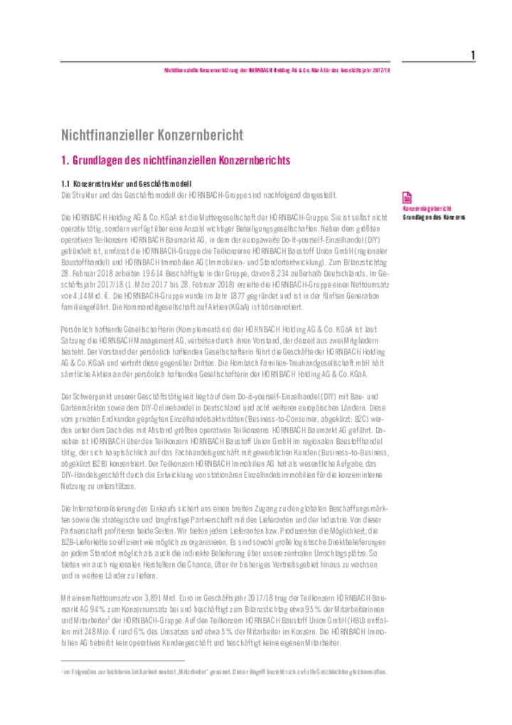 Nichtfinanzieller Konzernbericht 2017/18