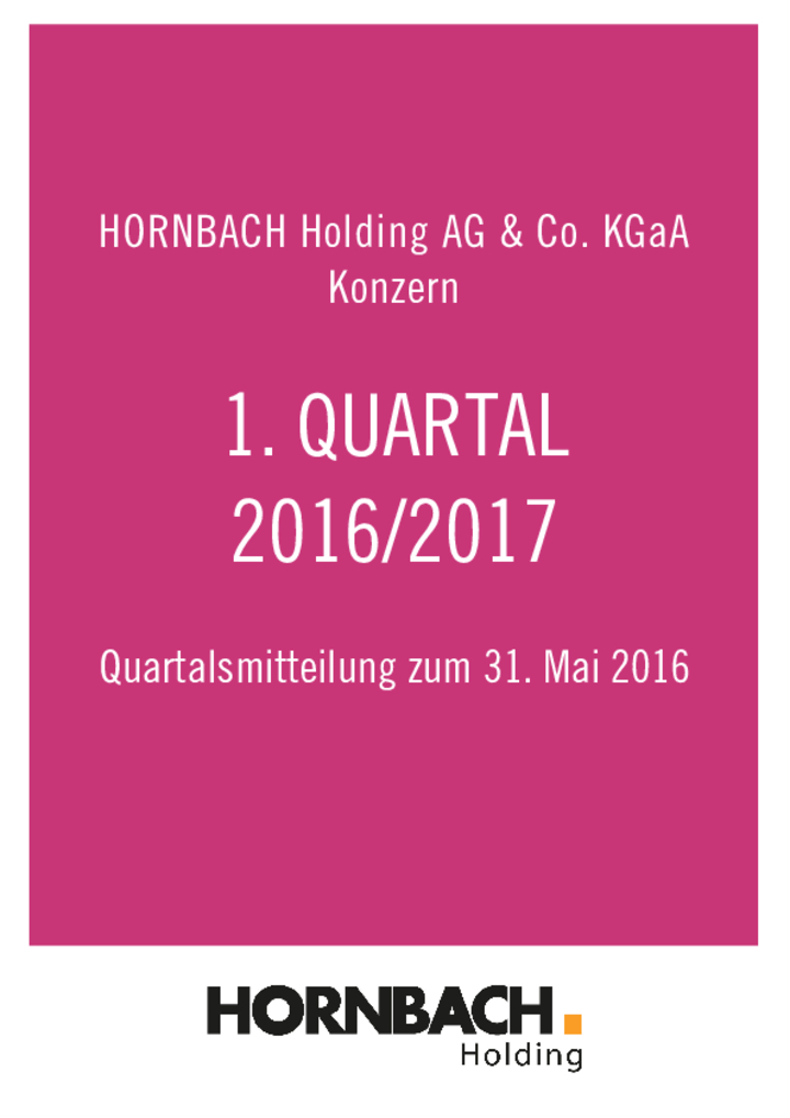 Q1 Mitteilung / Q1 Finanzbericht 2016/2017