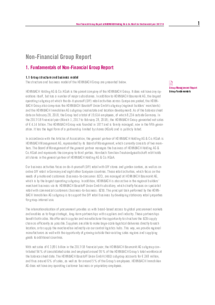 Non-Financial Group Report 2017/18